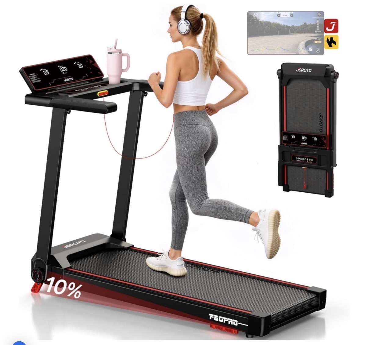 Tapis roulant pieghevole 2,5cv, inclinazione 8°, 12 km/h portata 130kg con l'app